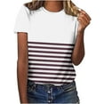 thumbnail image 2 of Ichuanyi Ichuanyi T Shirts for Women Striped Crewneck Casual Basic Summer Tops Short Sleeve Color Block Loose Tee Shirts, 2 of 6
