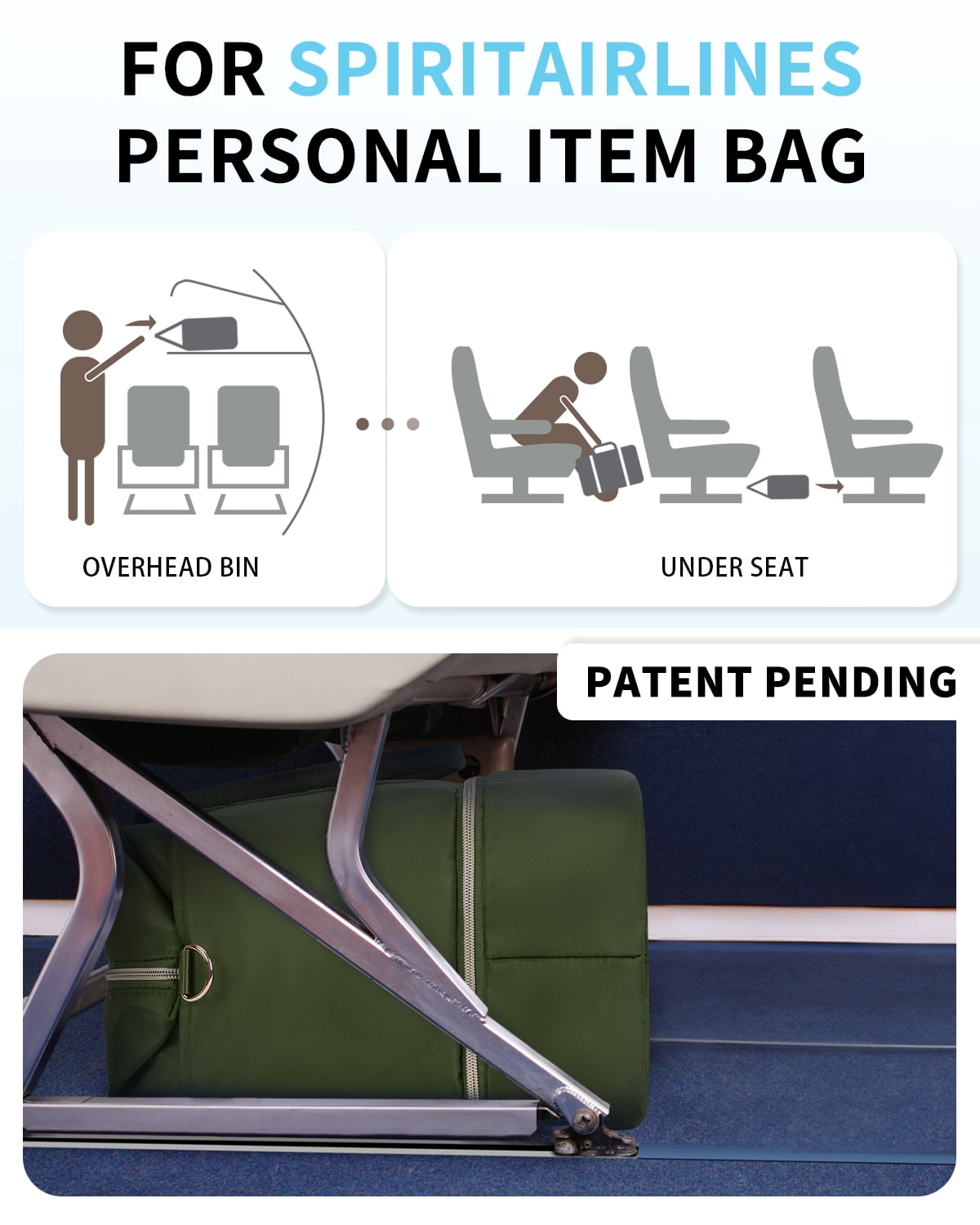 Travel Carry on Bag for Spirit Airlines Personal Item Bag 18x14x8 Underseat with Shoe Compartment, Tsa Approved Toiletry Bag with Wet Pocket,Gym Business Weekender Bag(Green)