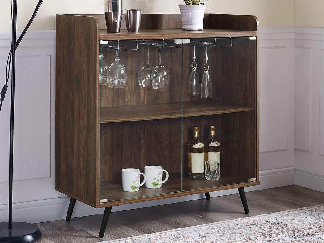 36" Mid Century Modern Bar Dark Walnut Walmart Canada