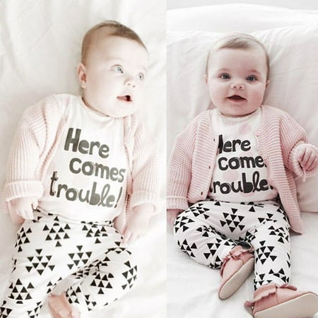 

Baby Girls Boys Long Sleeve Tops T-shirt+Pants 2PCS Outfits Set Clothes 6M-4Y