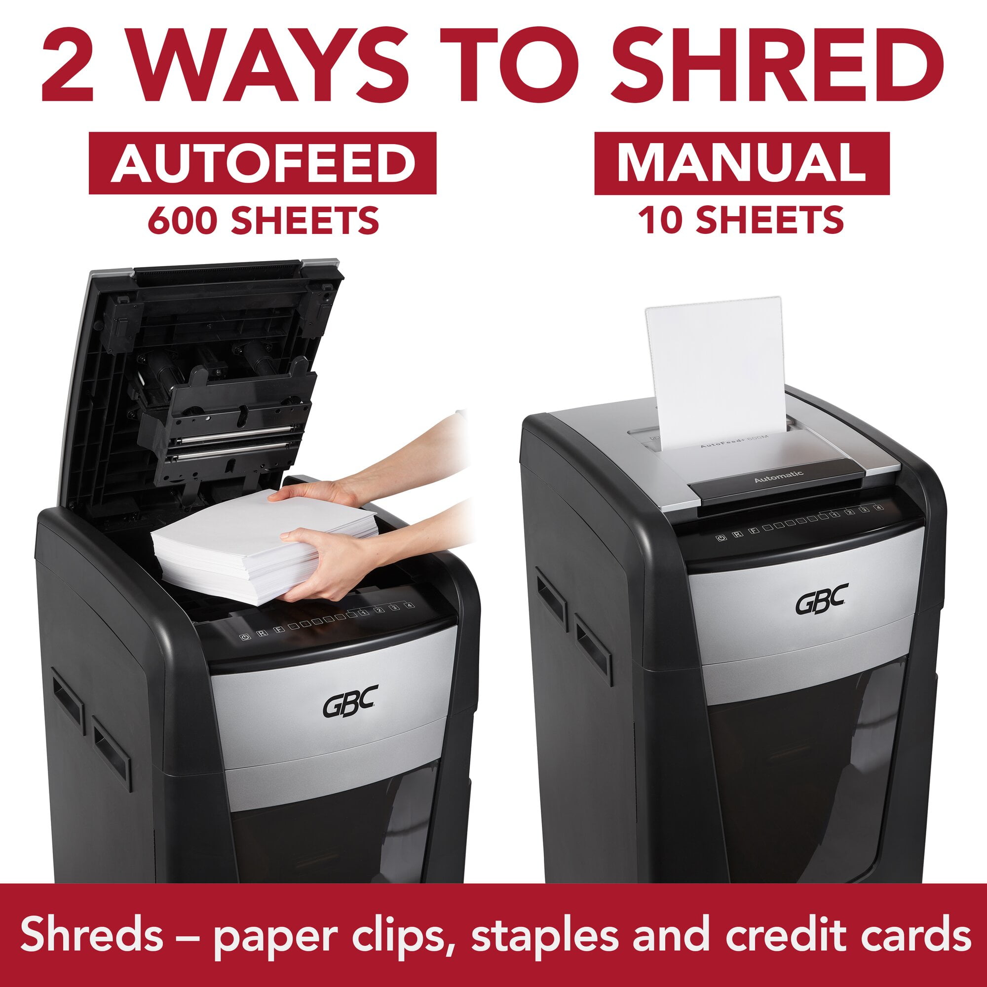 GBC AutoFeed+ 600X Super Cross-Cut Office Shredder, 600 Sheets, 29 Gallon Bin, Black