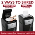 thumbnail image 3 of GBC AutoFeed+ 600X Super Cross-Cut Office Shredder, 600 Sheets, 29 Gallon Bin, Black, 3 of 5
