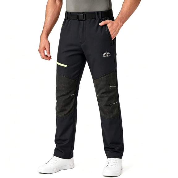 Rvwovn Men's Hiking Pants, Reinforced Knee Work Outdoor Pants with Belt Loops & Zipper Pockets