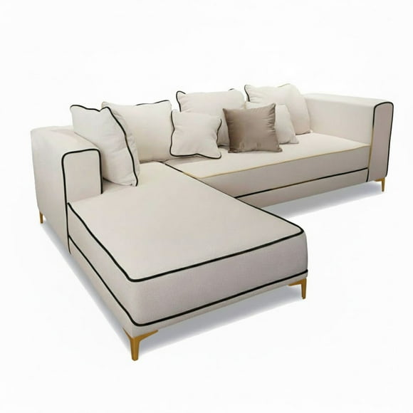 Sala Esquinera Moderna Modular Gris Cómoda Confortable Beige Bear Crema