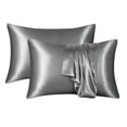 thumbnail image 1 of Funda de almohada tipo sobre 100 % seda morera, ideal para el cabello y la piel, seda premium de grado 6A, estándar, gris, 1 of 4