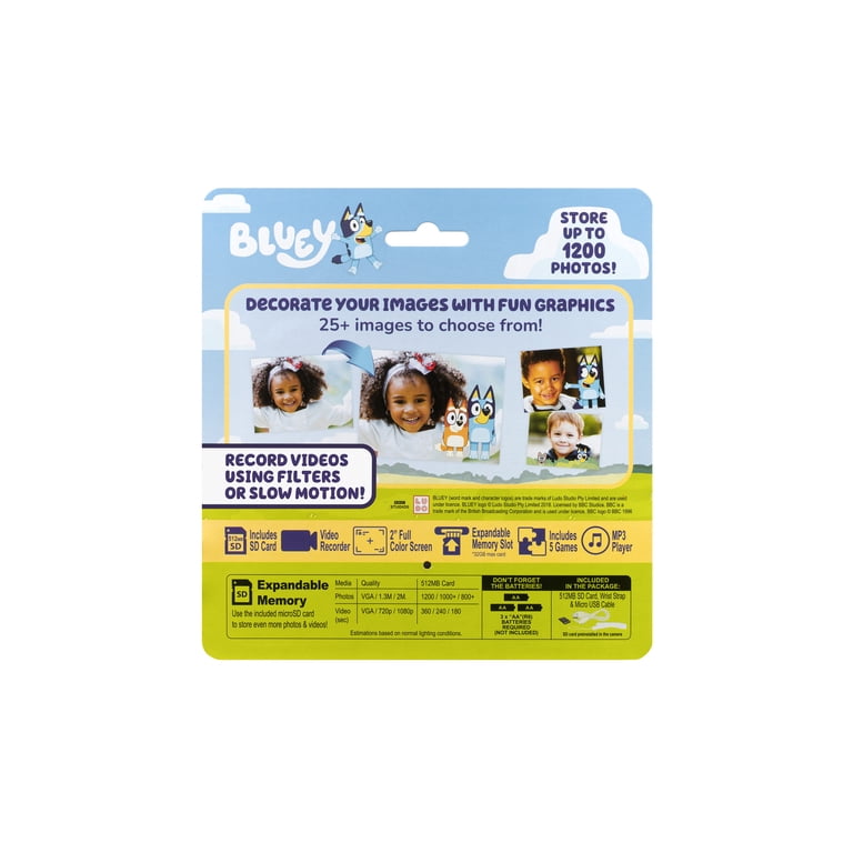 Free Shipping! eKids Bluey Digital Camera for Kids with SD Card