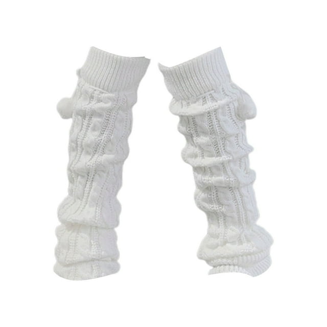 1 Pair Thickened Warm Elastic Leg Warm Socks Japanese Style Sweet Girl Ribbed Knitted Boot Cuffs for Daily Wear
