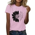 thumbnail image 2 of Sweet Home Farm Short Sleeve Shirts for Women Sunflower Summer T Shirt Plus Size Loose Blouse Tops Girl Graphic Casual Tees Womens Graphic T Shirts Pink, 2 of 5