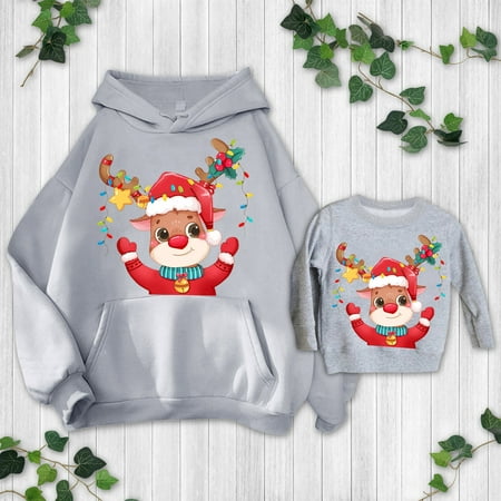 

Dadaria Matching Christmas Pajamas Same Style For Men And Women Christmas Fashion Cute Print Tops Family Parent-child Wear Gray Adults XXL