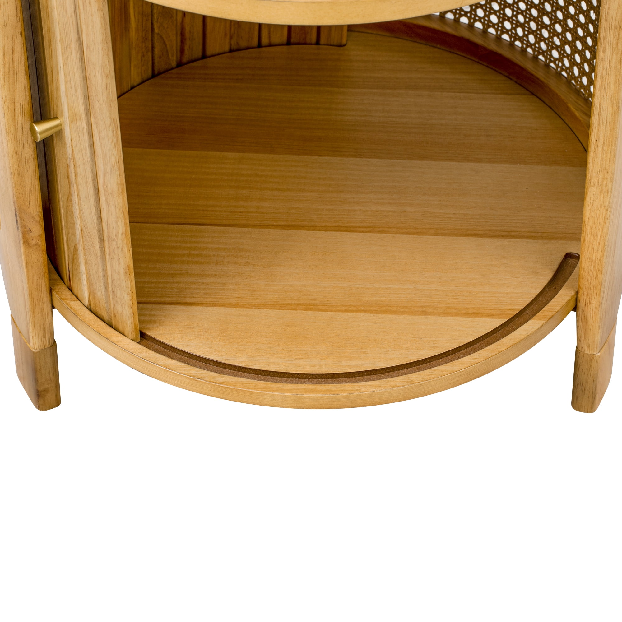 Round Coffee Table with Rattan Accents and Hidden Storage, 19.7-Inch Modern Rotating Side Table for Living Room, Antique Brown