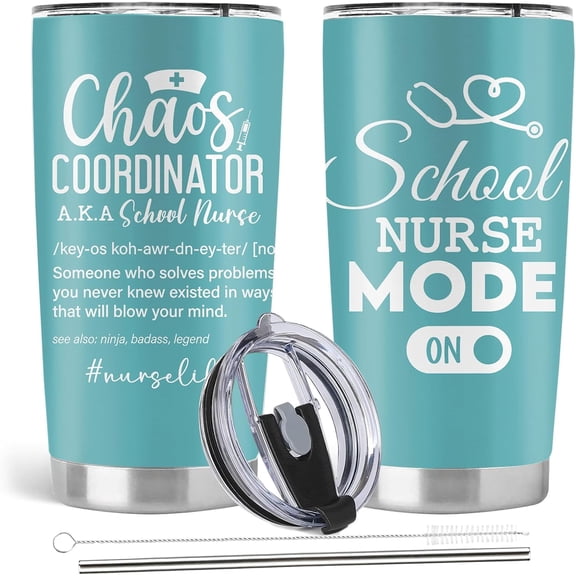 School Nurse Gifts, Nursing School Student Nurses Week Gifts, 20oz Stainless Steel Tumbler with Lid Straw
