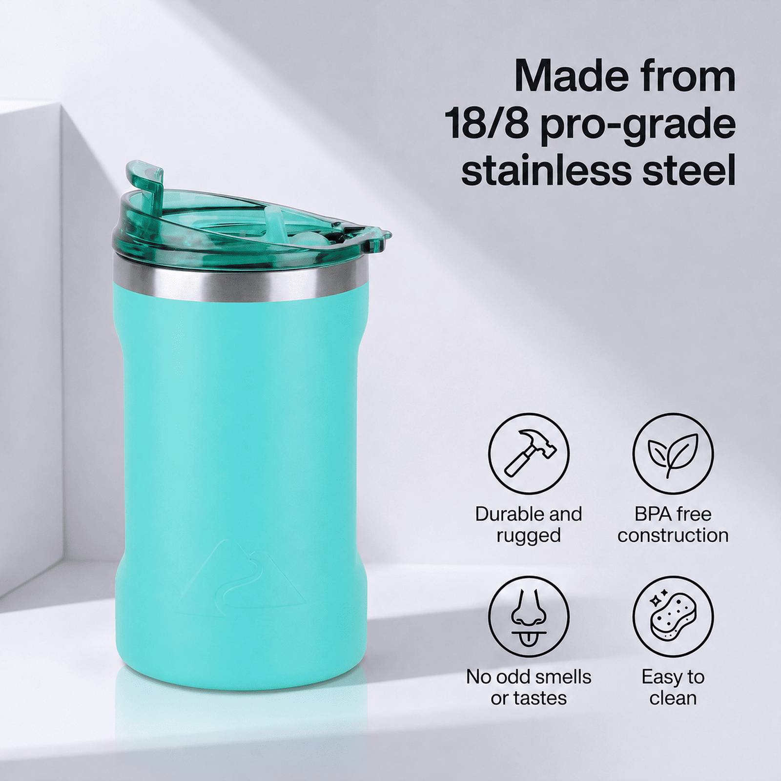 Ozark Trail 16oz Ceramic Lined Stainless Steel Can Tumbler with 2-in-1 Lid,Teal