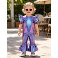 thumbnail image 6 of vastwit Toddler Girls Blouses Metallic Shirts Party Tops Ruffle Short Sleeve Tee Concert T-shirt Blue 3T, 6 of 7