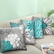 thumbnail image 4 of Juego de 4 fundas de cojines verde azulado 18x18 turquesa y gris para sofá, funda de almohada moderna de margaritas para sala de estar, cojín de cama, decoración exterior, verde, 18″×18″ JAMW Sencillez, 4 of 5
