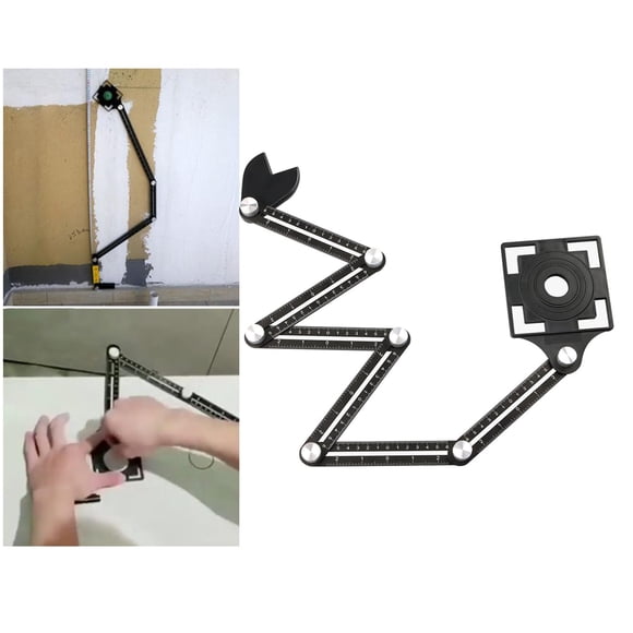 Reg últiples ángulos , con Guía de , Guía de Perforación, Localizador de Agujeros ámica de Pescado, Reg Plegable , 5 agujeros CUTICAT Regla de múltiples ángulos