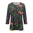 thumbnail image 4 of JGNGSHN 3/4 Sleeve Tops forWomen Round Neck T- Shirt Carnival Blouses Casual Loose Fit Top, 4 of 5