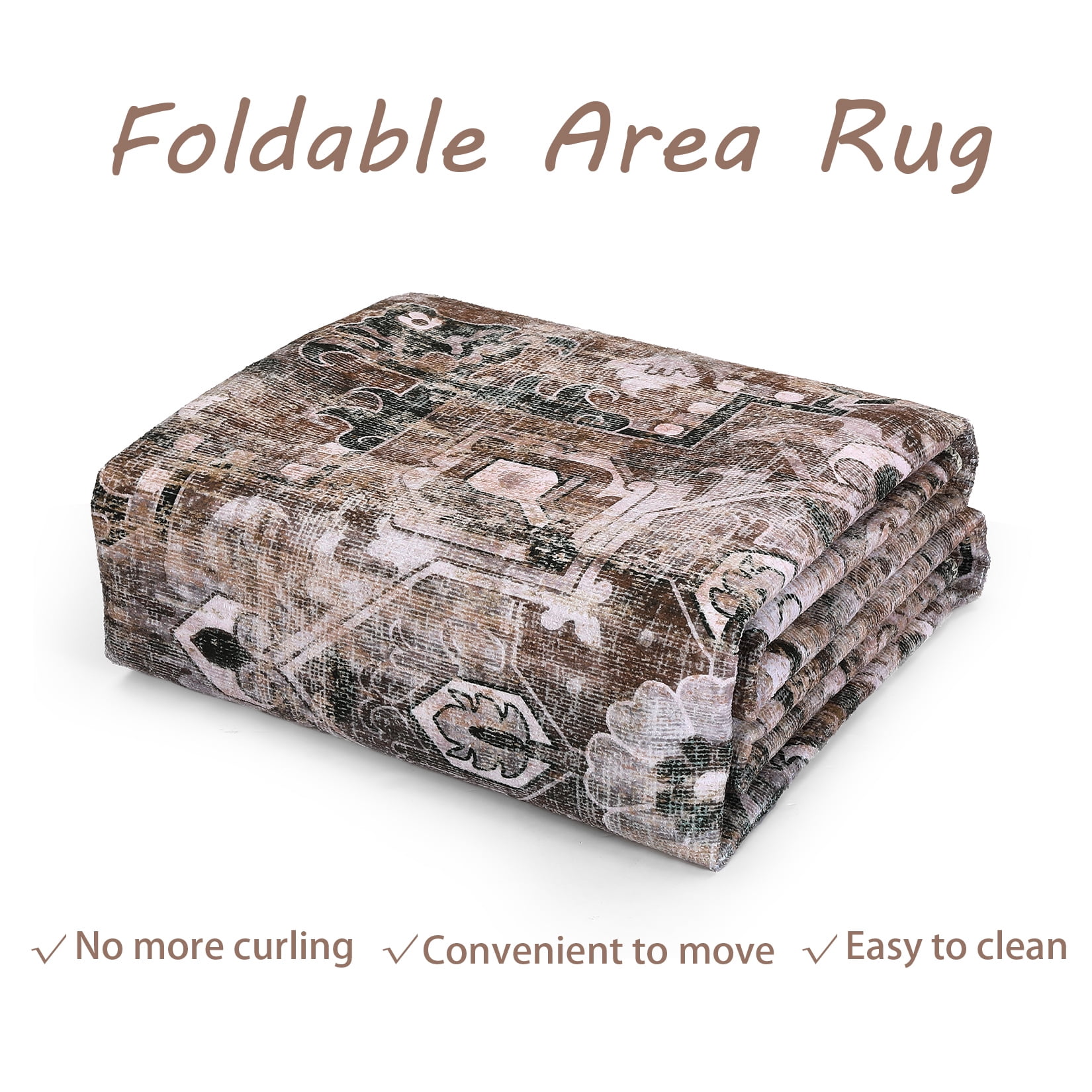 HOMERRY 9' x 12' Area Rug for Living Room Washable Bedroom Floral Geometric Carpet for Room Decor, Brown