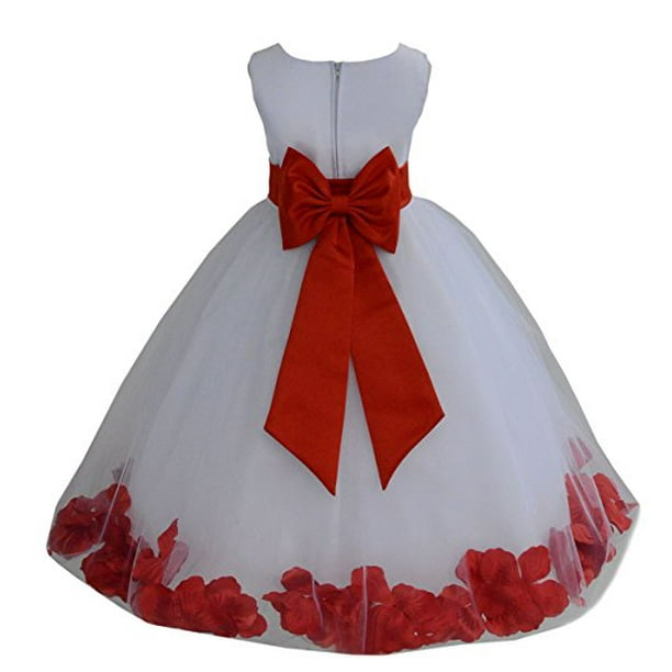 Ekidsbridal Ekidsbridal White Tulle Rose Petals Flower Girl Dresses