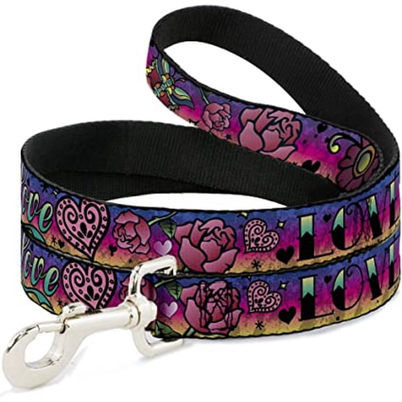Buckle-Down Dog Leash Love Love Purple Available in Different Lengths and Widths for Small Medium Large Dogs and Cats