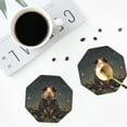 thumbnail image 4 of Honeii Lotus Leaf Starry Sky Guinea Pig print Leather Coaster Set of 4, ideal for safeguarding your furniture from drinks spills and effortless cleanup-Octagon, 4 of 6