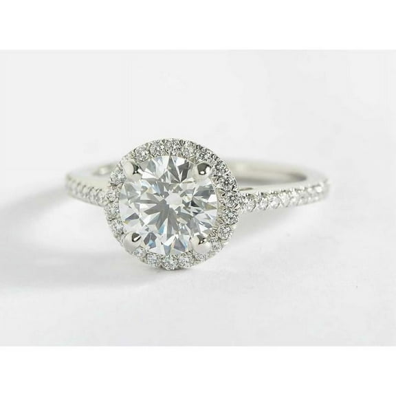 2.40 Carat Solitaire Round Cut Natural Moissanite Diamond Wedding Rings For Her Solid 14K White Gold Beautiful Ring