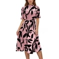 thumbnail image 4 of WTOBBY Short-Sleeve Round Neck Ruffled Printed Long Skirt with Waist Tying, Flowy and Feminine for Spring Summer Casual Events,Pink XL, 4 of 4