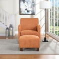 thumbnail image 3 of Aiden Chair & Ottoman Herringbone Orange Fabric with Medium Espresso Legs, 3 of 8