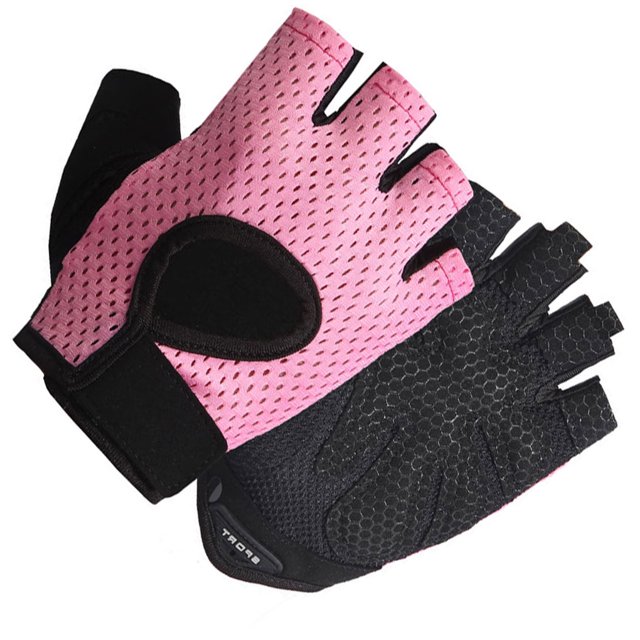 Guantes deportivos Naiovety medio dedo verano otoño transpirables protección malla elástica Rosa