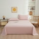 thumbnail image 1 of Láminas De Fibra Juego de sábanas de poliéster de 3 piezas con 2 fundas de almohada, 150x230 cm, color liso, lavables, para colchón estándar (rosa claro). Rkxzt, 1 of 9