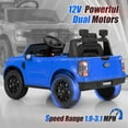 thumbnail image 5 of Licensed Ford Ranger Ride on Car for Kids by OLAKIDS, 12V Electric Vehicle with Remote Control, Toddlers Battery Powered Toy Gift with 2 Speeds, Wheels Suspension, Storage Space, Bluetooth USB, 5 of 10