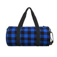 thumbnail image 2 of Gaeub Buffalo Plaid Blue Black Lightweight Travel Cylinder Bag Gym Tote Bag Sports Training Duffle Bag with Pockets and Straps, 2 of 8