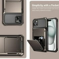 thumbnail image 6 of Case Compatible with iPhone 15 with Card Holder 4-Card Dual Layer Heavy Duty Shockproof Wallet Case Hidden Flip Card Slot Protective Hard Shell Back Cover Case for iPhone 15, 6.1 Inch GunColor, 6 of 14