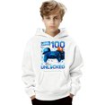 thumbnail image 4 of Oiyii Gamer 100 Days Print Hoodie for Toddler Boys Long Sleeve Casual Hoodie Sweatshirt Pullover Top,White, 4 of 4