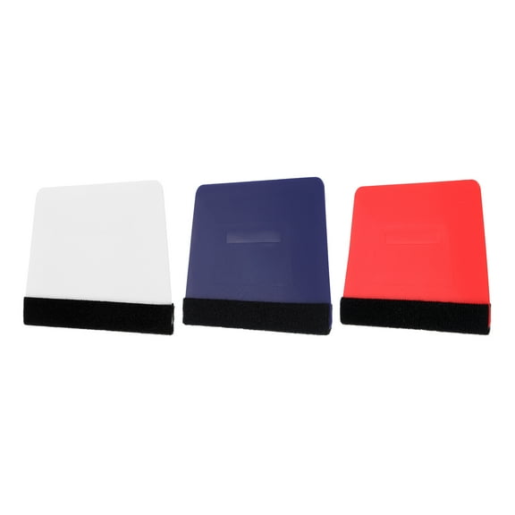 Uxcell 3pack Vinyl Squeegee, Felt Edge Decal Tool, 4-Inch Scraper for Car Wrap, Sign Making, White Red Blue, Trapezoidal