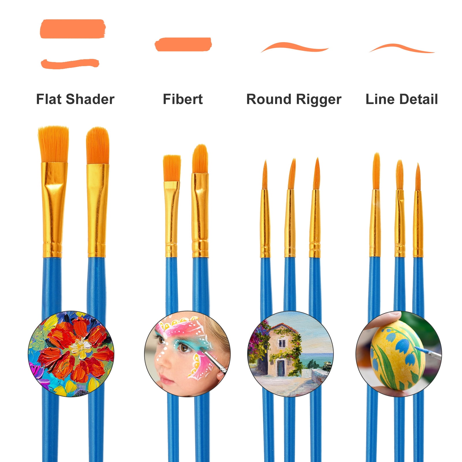 Uxcell Painting Brush  Palette Set with 120pcs Paint Brushes and 12pcs Palette, Blue