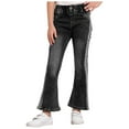 thumbnail image 3 of iiniim Kids Girls Summer Casual Flared Jeans Vintage Wide Leg Denim Trousers Bell-Bottom Denim Pants Black 130, 3 of 7