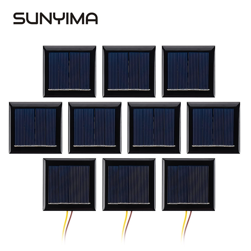 AOSHIKE 10Pcs 2V 130mA Micro Solar Panels Photovoltaic Solar Cells with Wires Solars Epoxy Plate DIY Projects Toys 54mm x 54mm/2.13" x 2.13"