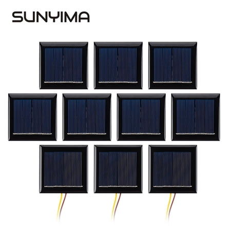 AOSHIKE 10Pcs 2V 130mA Micro Solar Panels Photovoltaic Solar Cells with Wires Solars Epoxy Plate DIY Projects Toys 54mm x 54mm/2.13" x 2.13"