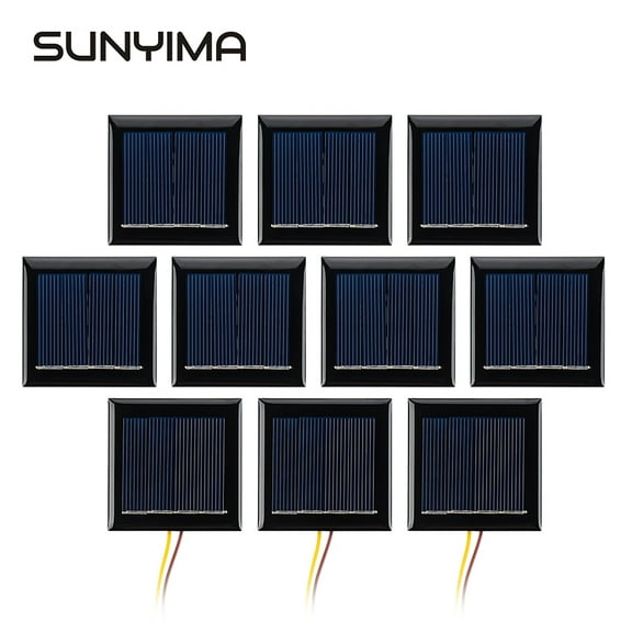AOSHIKE 10Pcs 2V 130mA Micro Solar Panels Photovoltaic Solar Cells with Wires Solars Epoxy Plate DIY Projects Toys 54mm x 54mm/2.13" x 2.13"