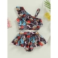 thumbnail image 2 of Arvbitana 1T 2T 3T 4T 5T 6T Toddler Baby Girl Two Piece Swimsuit Ruffle One Shoulder Sleeveless Swimwear Flower Bathing Suit Beach Bikini, 2 of 9