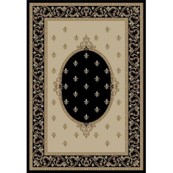 9 ft. 3 in. x 12 ft. 6 in. Jewel F. Lys Medallion - Black