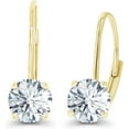 thumbnail image 2 of Divine Creation 925 Sterling Silver 1.50 Ct Round Cut White Diamond Leverback Drop & Dangle Earring's 14K Yellow Gold Plated For Women's, 2 of 3