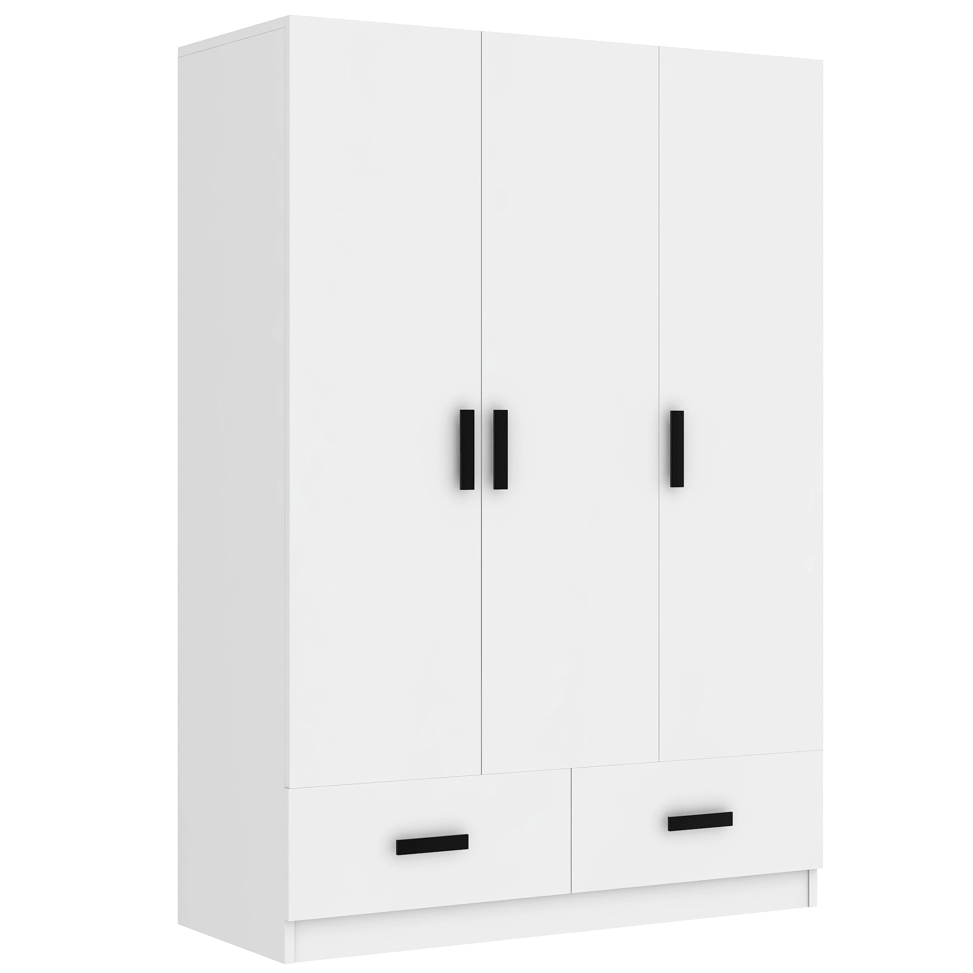 EUROCO 67.7 Modern Armoire Wardrobe, 3 Door Cabinet Closet with Clothing Rods for Kids Adutls, White
