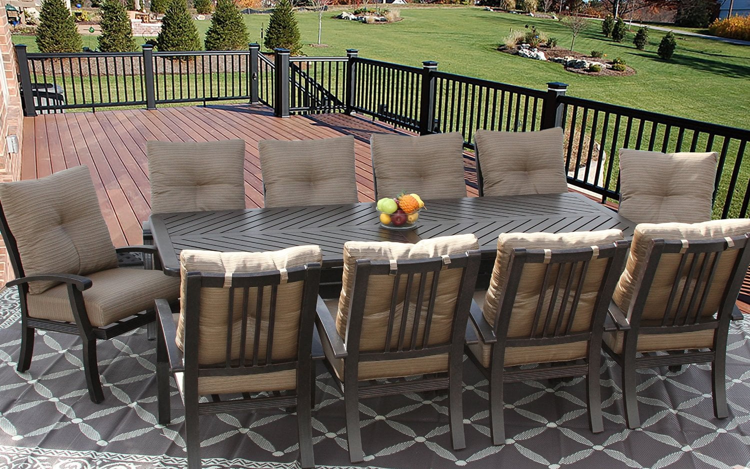 Patio 11pc Dining Set for 10 Person with Rectangle Table - Walmart.com