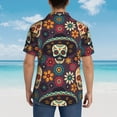 thumbnail image 3 of Lsque Skulls and Flowers pattern Hawaiian Shirt for Men, Unisex Summer Beach Casual Short Sleeve Button Down Shirts-XX-Large, 3 of 9