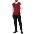thumbnail image 2 of INSPIRE CHIC Men's Solid Color V-Neck Sleeveless Cable Knitted Sweater Vest XL Red, 2 of 5