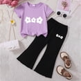 thumbnail image 2 of HCNTES Little Girls Summer Clothes 2 Piece Outfit Ribbed T-Shirt Top + Cargo Pants 3-7T Kids Girls Spring Summer School Clothing Set(D01-O,4-5 Years), 2 of 4