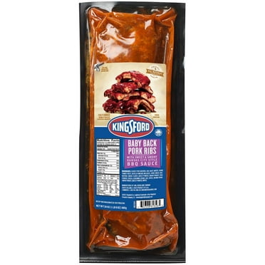 Kingsford Fully Cooked Baby Back Pork Ribs with Sweet and Smokey BBQ Sauce, 24oz, 10G of Protein