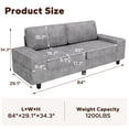 thumbnail image 6 of Meetleisure 84" 3 Seater Sofa,Extra Deep Seat Loveseat Couch for living Room,with Side Pockets Free 2 Cushions,Light Gray, 6 of 6