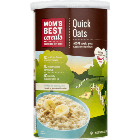 Mom's Best Quick Whole Grain Oats, Quick Rolled Oats, Hearty 16 oz Tube
